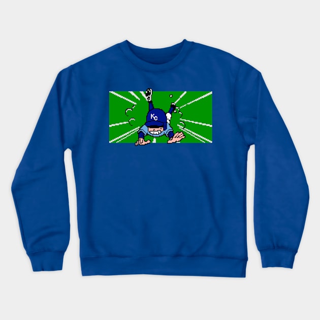 8-Bit Baseball Slide - Kansas City Crewneck Sweatshirt by The Pixel League